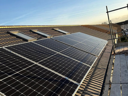 Residential solar panel installation in progress