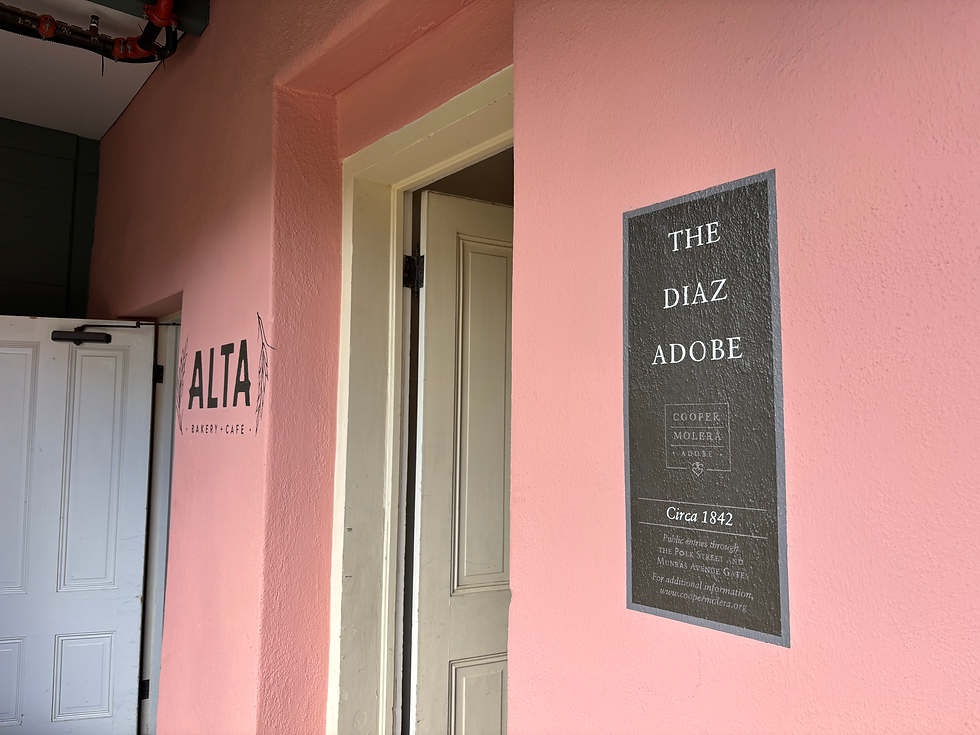 The historical Cooper-Molera Adobe, taken from inside Alta Bakery