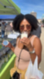 Smelling a salted carmel candle from I Sincerely Wish