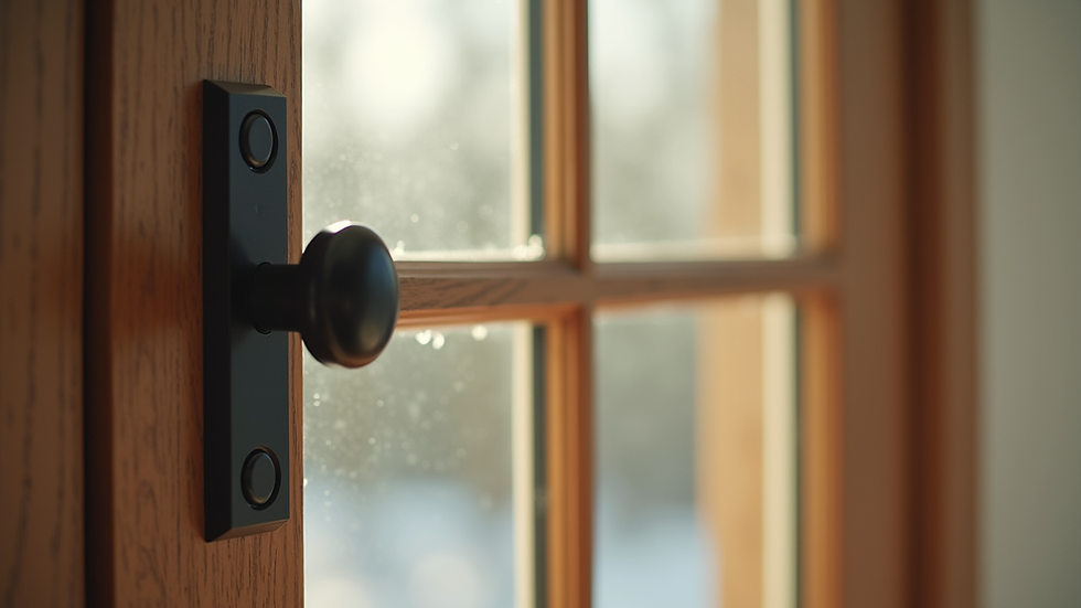 Close-up view of a Pella window frame showcasing wood grain texture and hardware