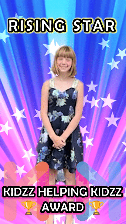 Selah is Kidzz Helping Kidzz Rising Star award winner for month of August, 2023