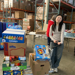 food drive sorting party collection bin grocery delivery snack pack