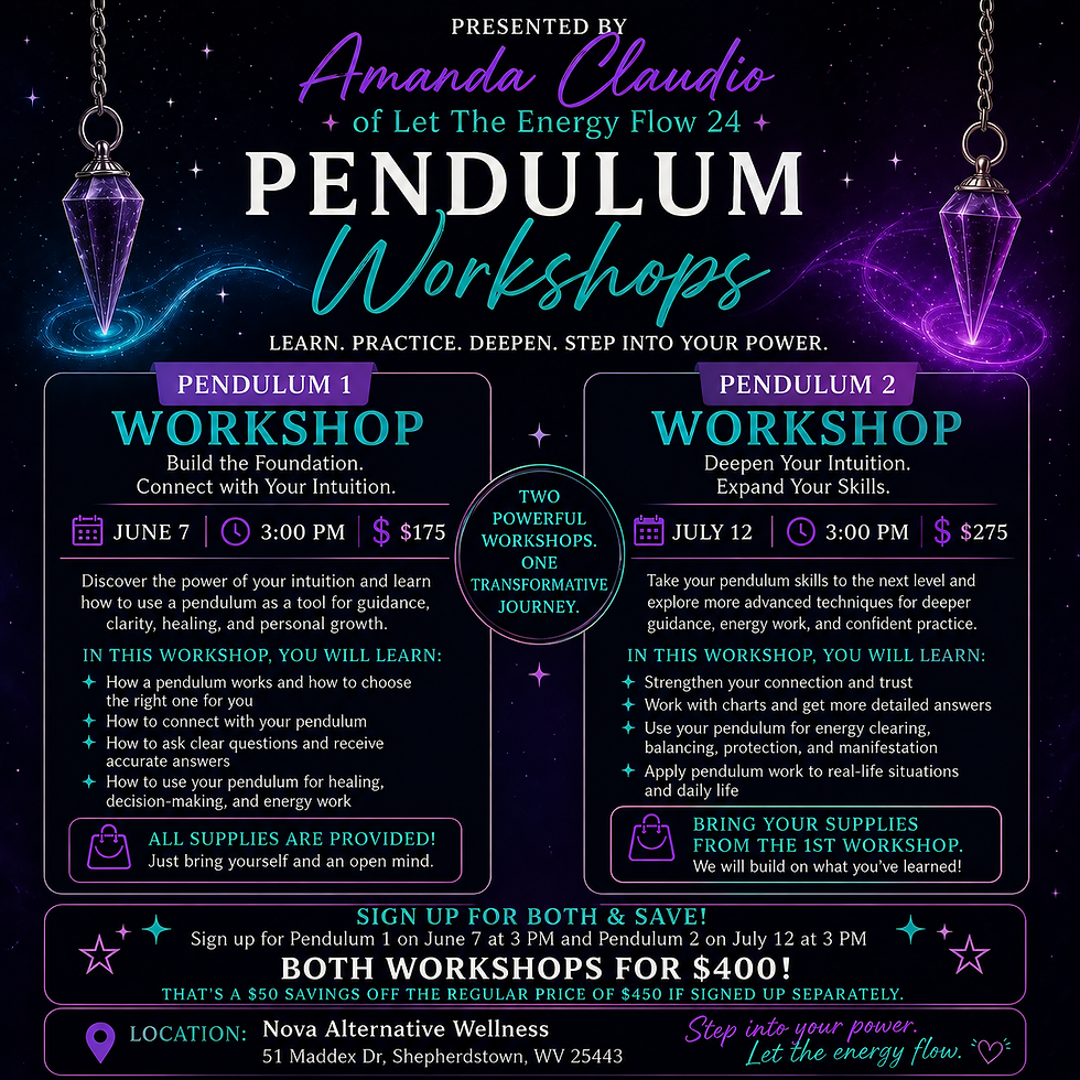 Pendulum 1 and 2 Workshops Nova Alternative Wellness