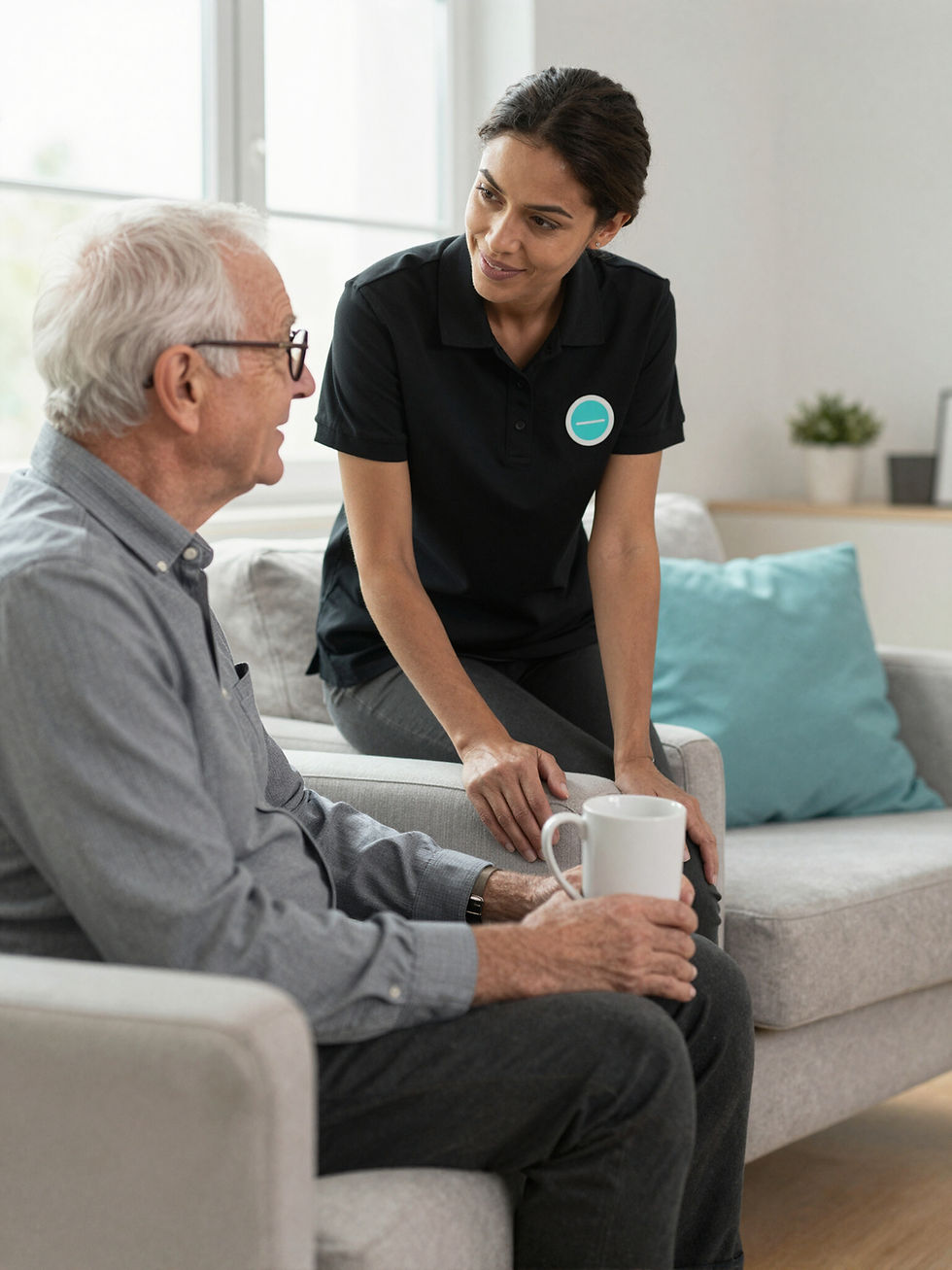 A professional support worker providing compassionate personal care