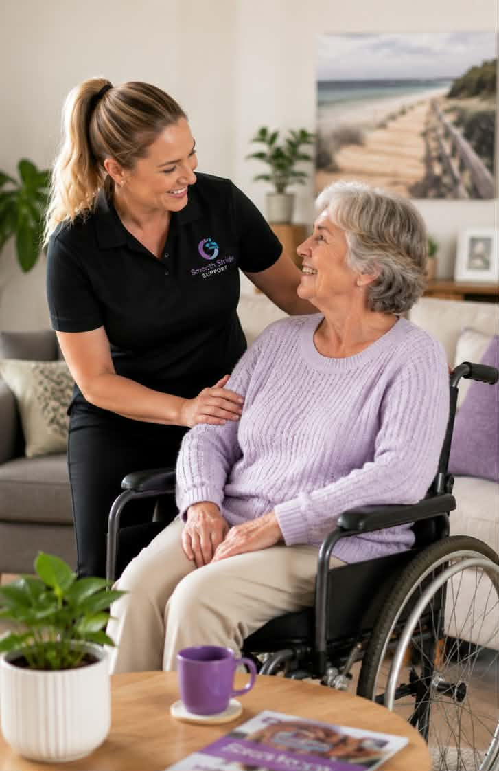 Support worker assisting participant with transport in the community