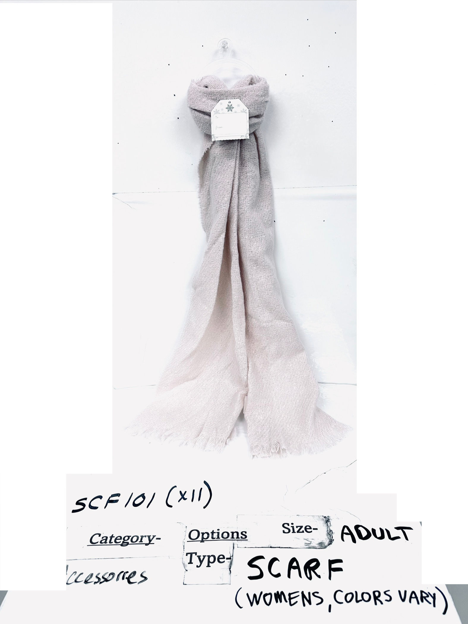 Adult women’s scarf-colors will vary