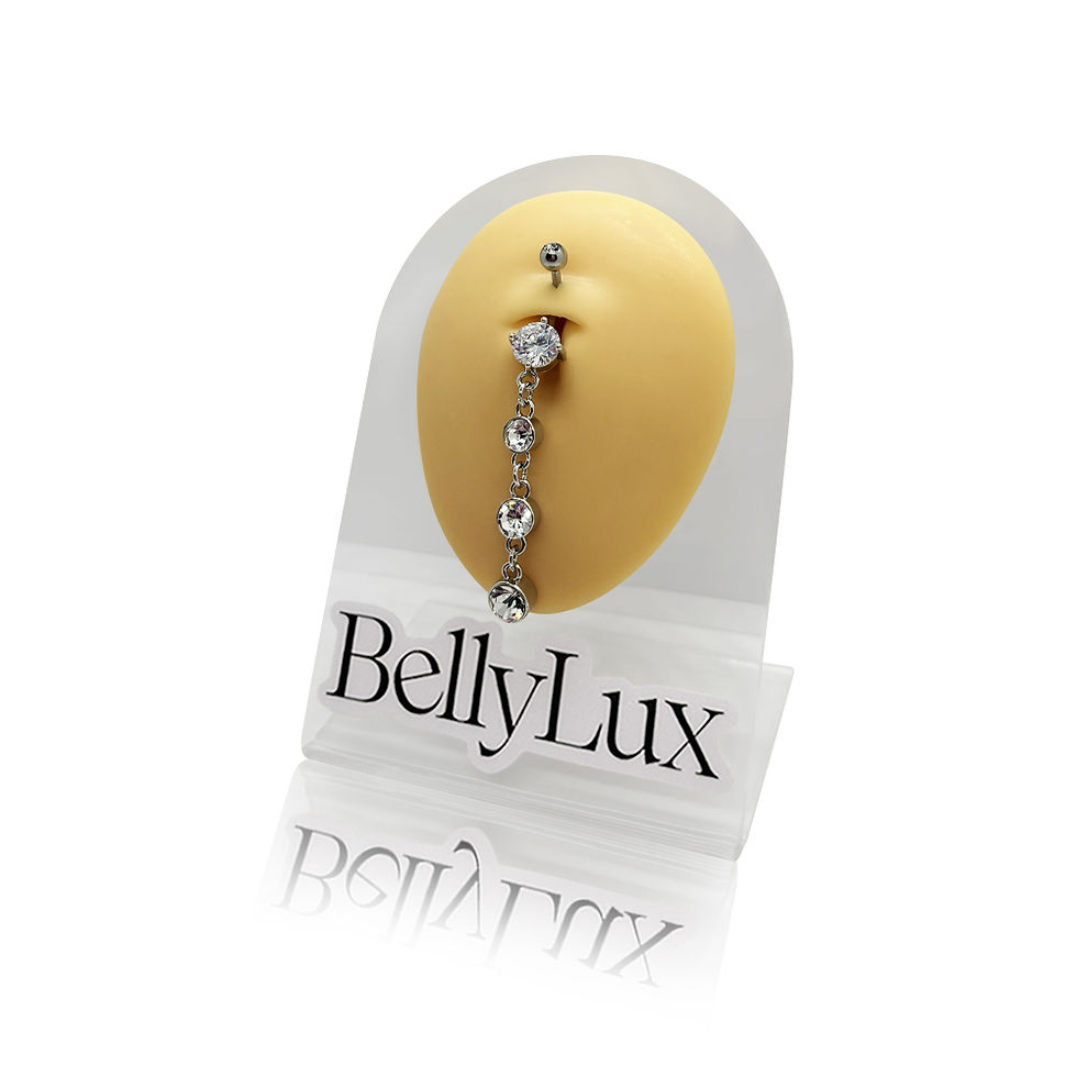 Thumbnail: Dangling Diamond Drops Silver Belly Bar