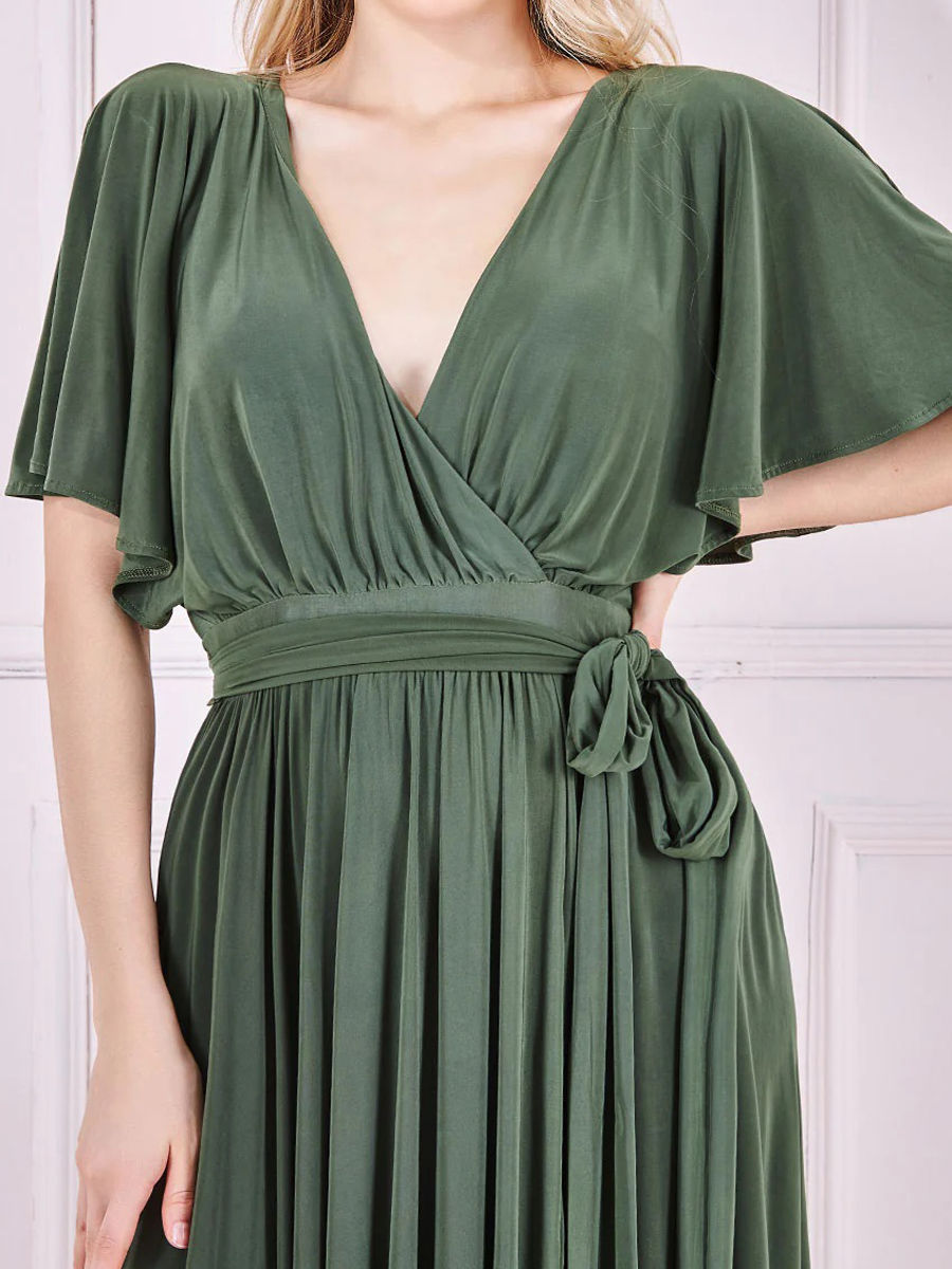 Thumbnail: Goddiva Wrap Front Stretch Maxi Dress