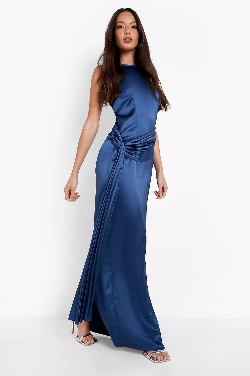 Satin Drape Sash Maxi Dress Sz 14 ONE ONLY