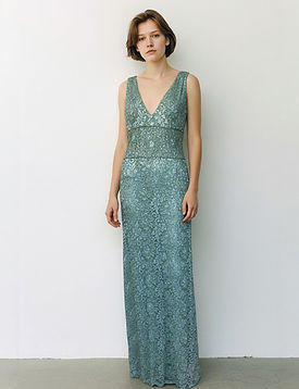 Monet Beaded French Lace Column Dress