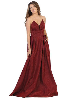 May Queen Glittery Peaked Bodice Gown