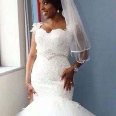 LL052 Vestidos De Casamento Africano Sereia Puffy Saia Sem Mangas Mulheres Negra