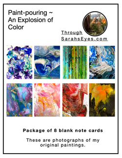 Paint-pouring cards - Explosions of Color -Set of 8 cards or sold separately