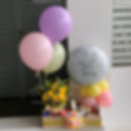 Foil balloon tower, 3x latex balloons and wooden box