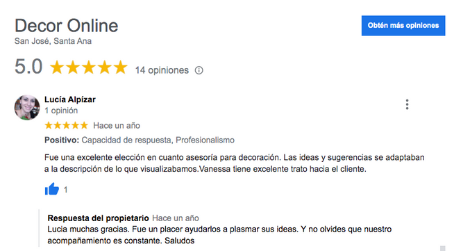 Testimonio de Lucía sobre su experiencia con nuestro servicio Easy Decor