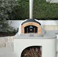 Fire Brick Co P85 precast pizza oven integrated into a Brisbane outdoor kitchen, built by Brisbane Pizza Ovens.