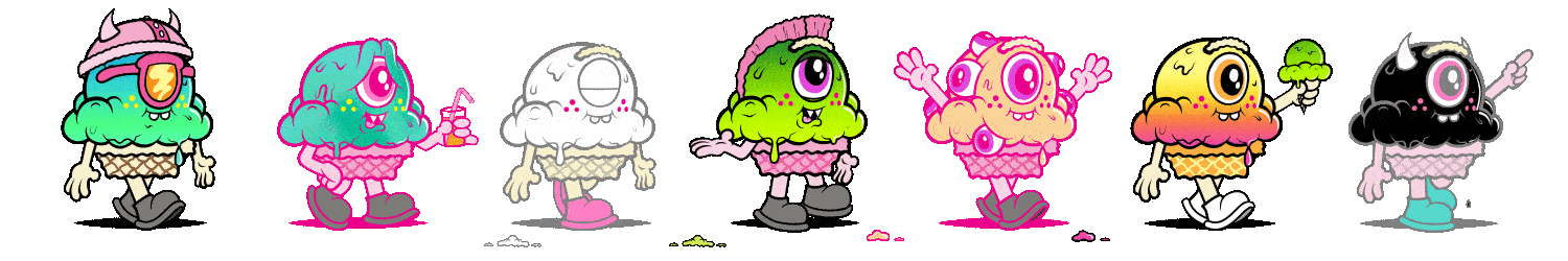 7 animated Mini Melties characters