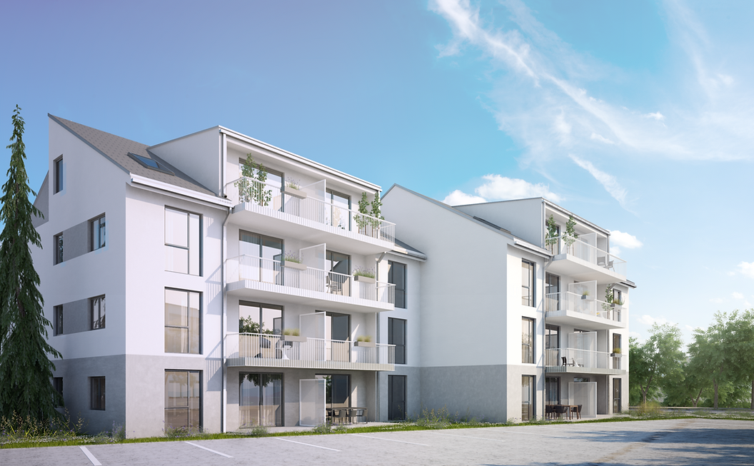 Visualisierung eines Neubauvorhabens der EcoLoft Gruppe