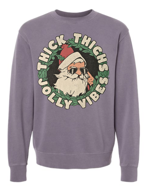 Thumbnail: Thick Thighs Jolly Vibes Unisex Sweatshirt
