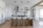 Kitchen with island, white cabinets, Mountain Modern Design