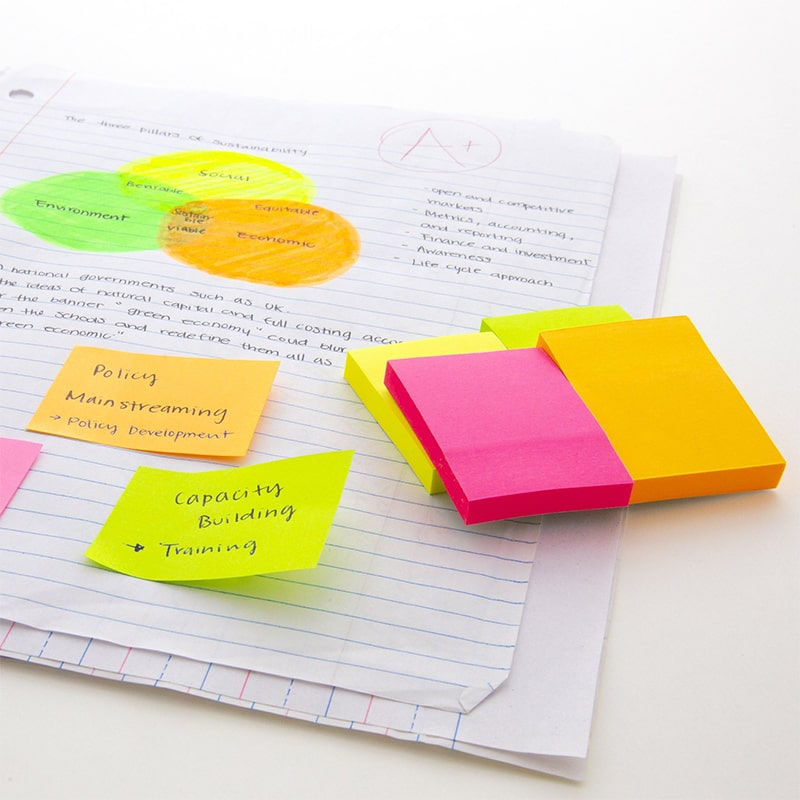 Thumbnail: 70 Ct. 1.5" X 2" Neon Stick On Notes (4/Pack) - Sticky Notes