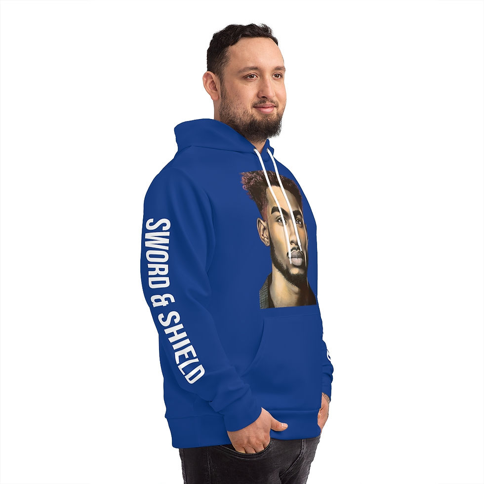 Thumbnail: Sword & Shield - Dark Blue Fashion Hoodie (AOP)