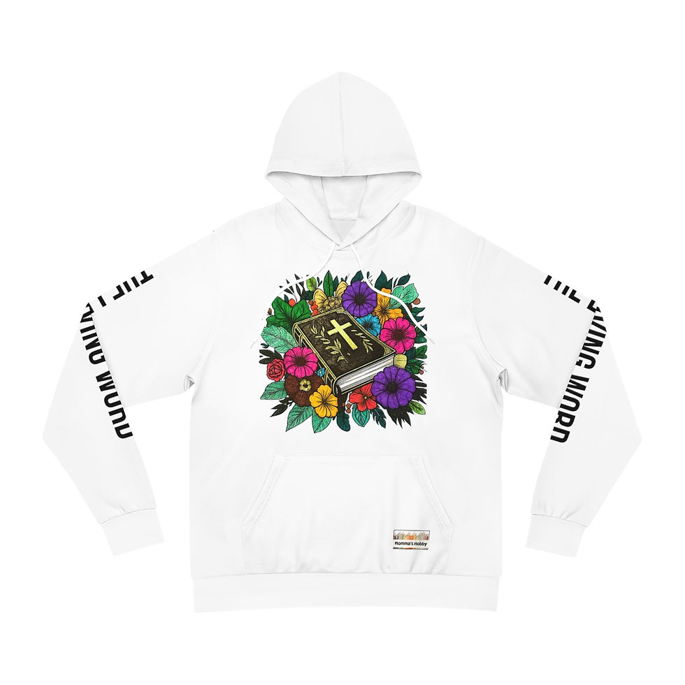 The Living Word - White Fashion Hoodie (AOP)