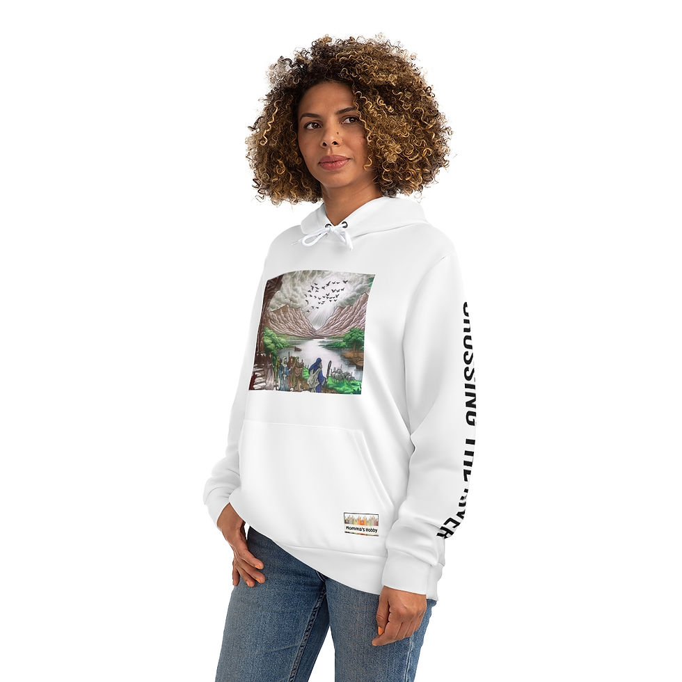 Thumbnail: Crossing the River - White Fashion Hoodie (AOP)