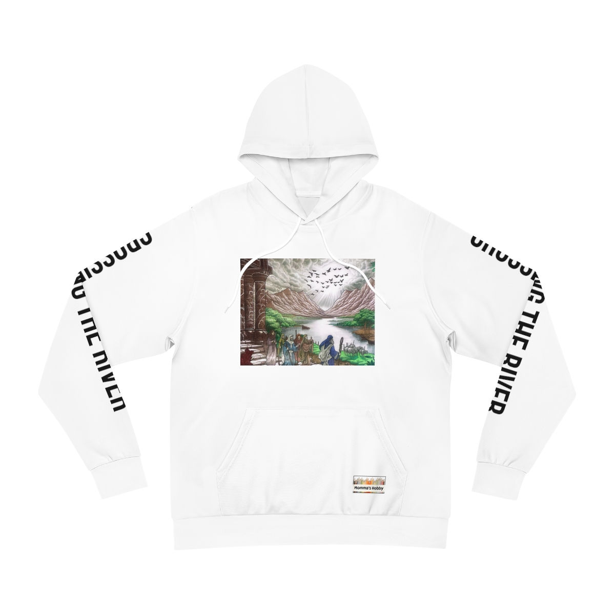 Crossing the River - White Fashion Hoodie (AOP)
