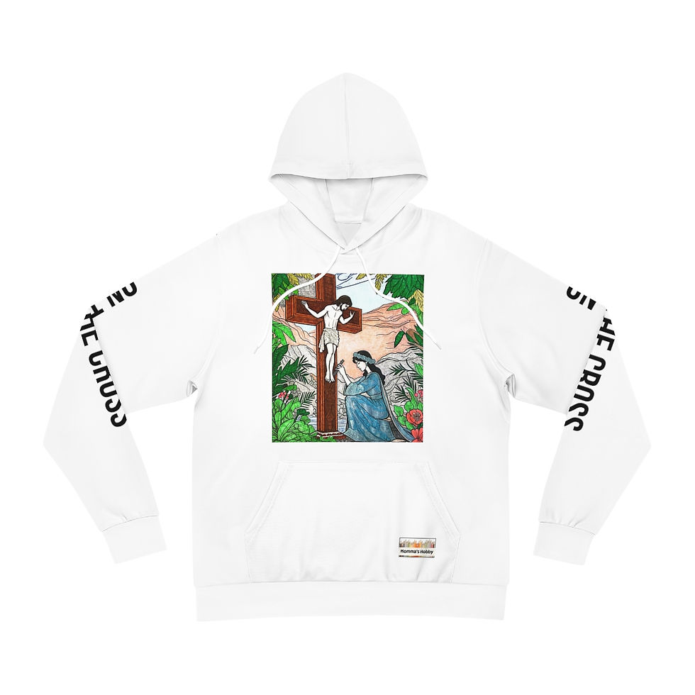 Thumbnail: On the Cross - White Fashion Hoodie (AOP)