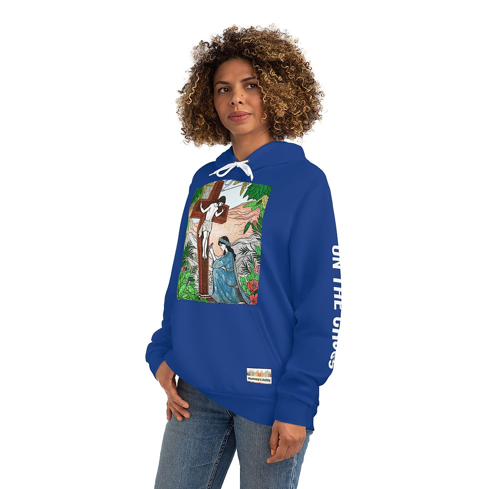 Thumbnail: On the Cross - Dark Blue Fashion Hoodie (AOP)