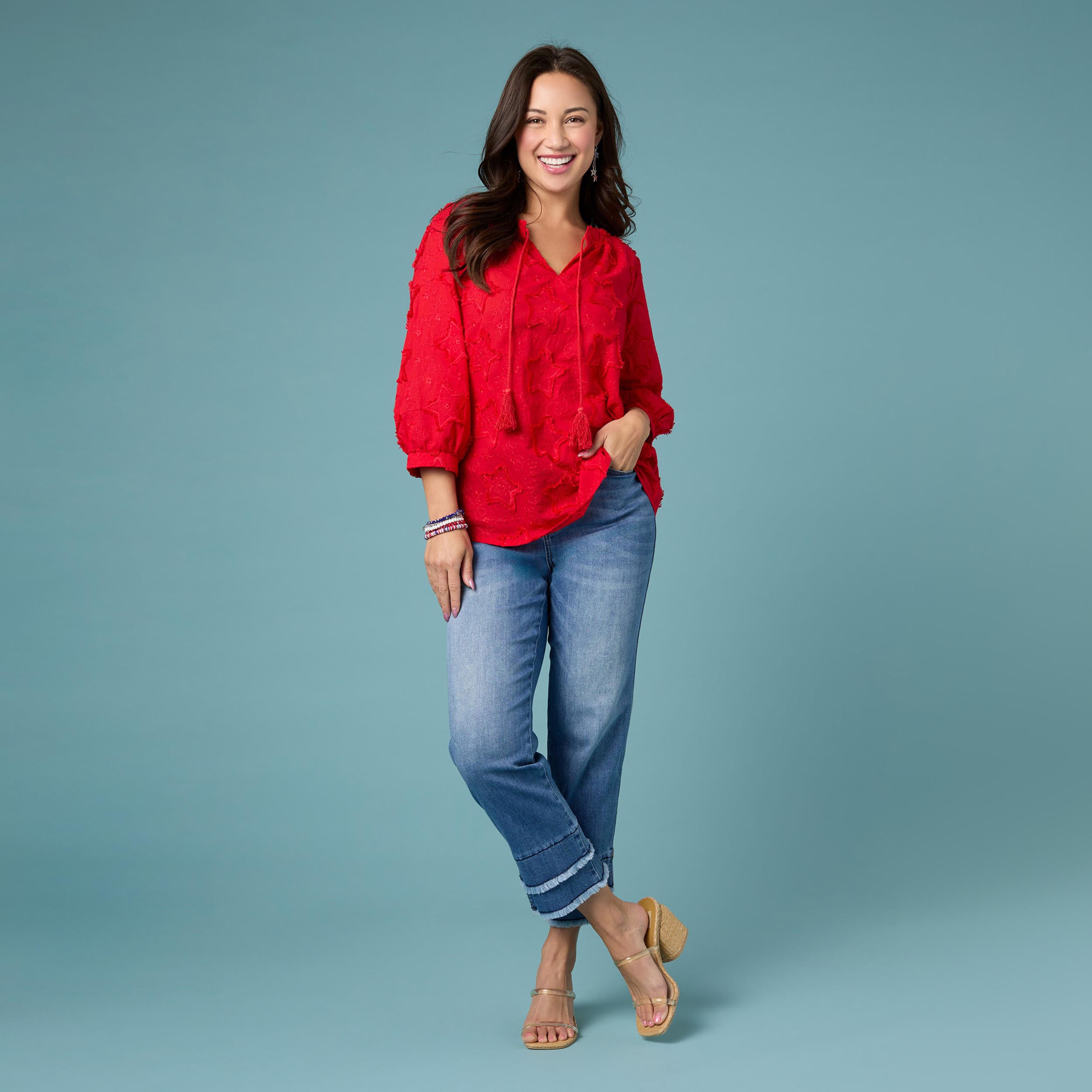 COCO AND CARMEM Bambu Soft Straight Crop with Double Fringe