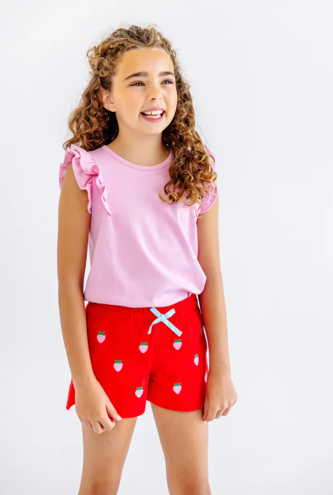 TBBC Ruehling Ruffle Top in Pier Party Pink