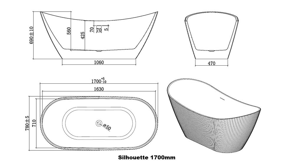 Thumbnail: Silhouette 1700 Freestanding Bathtub