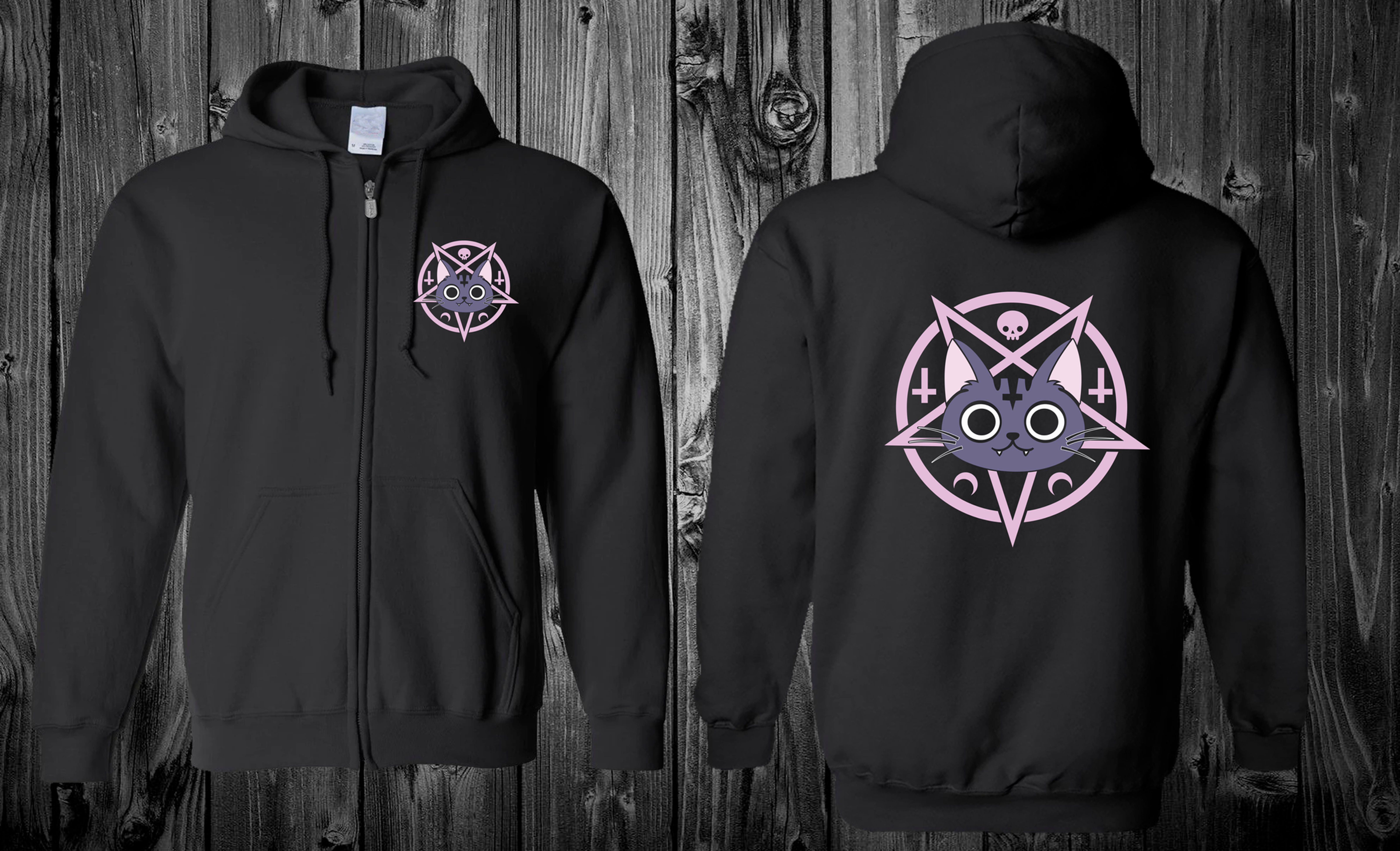 HOODIE ZIPPER EVIL CAT