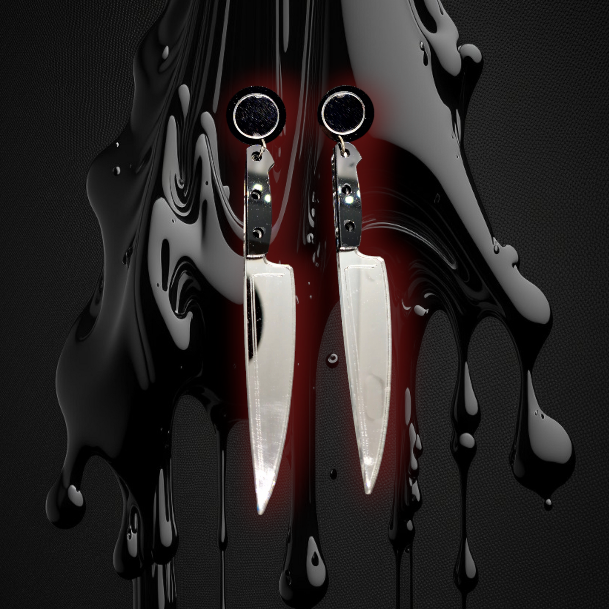 Large Horror Knife Mirror Earrings