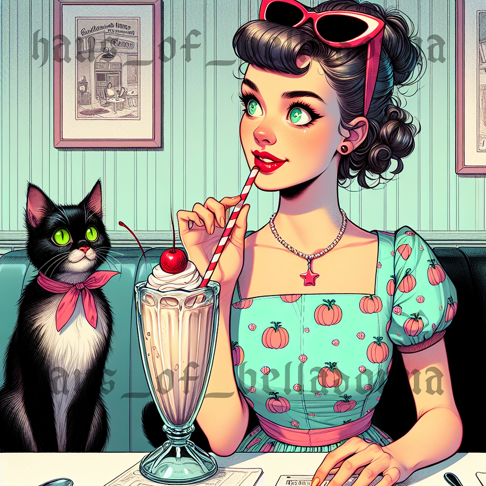 'Milkshakes at the Pumpkin Diner' Art Print by Haus of Belladonna