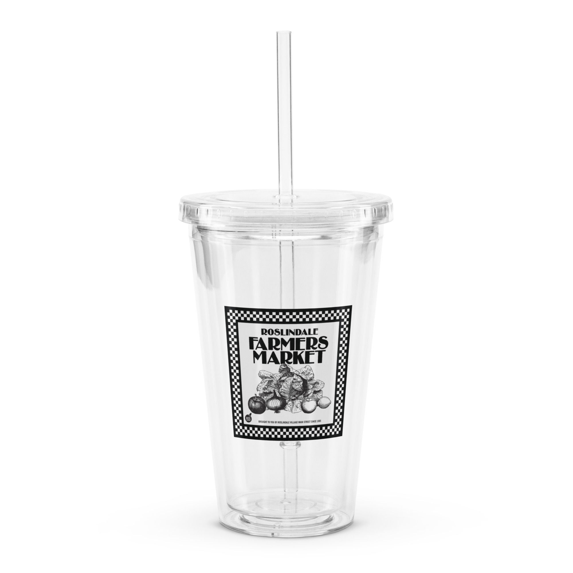 Retro Farmers Market Clear Plastic Tumbler