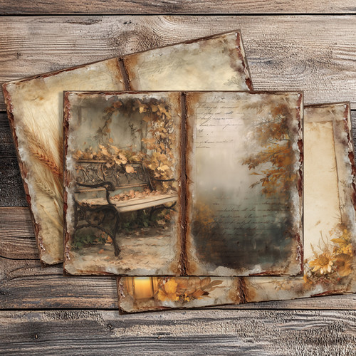 Digital Autumn Junk Journal Pages — 20 Printable Vintage Fall