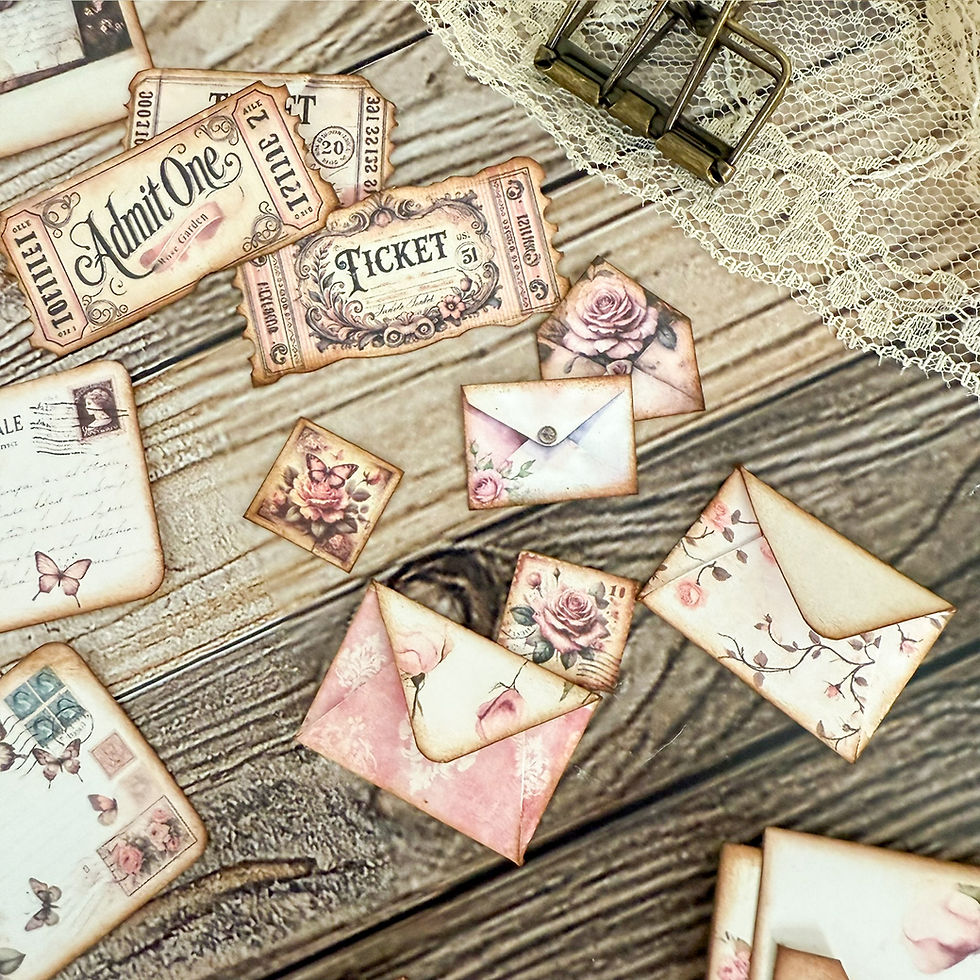 Thumbnail: Dusty Rose Hidden Paperclip Kit — printable romantic ephemera with floral covers and soft rose tones