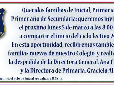 Invitación al Acto de apertura del ciclo lectivo 2018