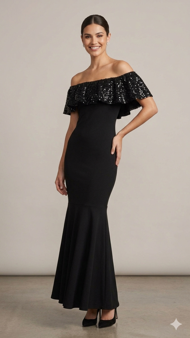 Miniatura: Vestido Longo com detalhes em paetê