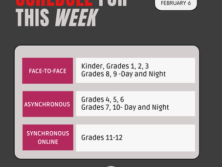 Schedule for this week