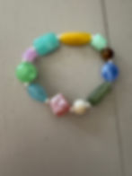 Thumbnail: Stained glass pearl  stack bracelet 