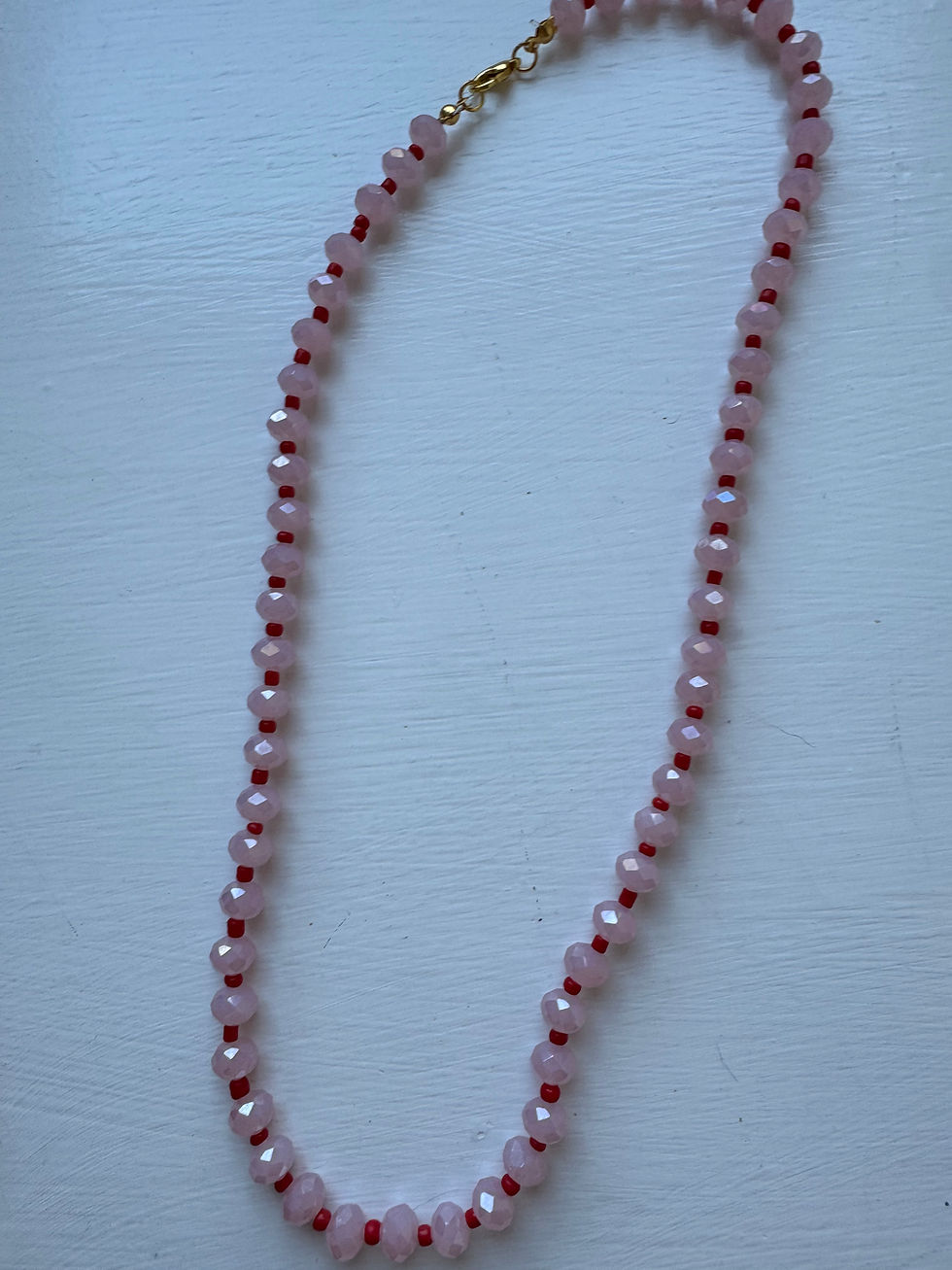 Thumbnail: Pink crystal stack necklace 