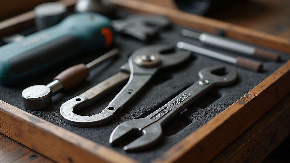 Close-up view of a handyman’s toolkit with various tools