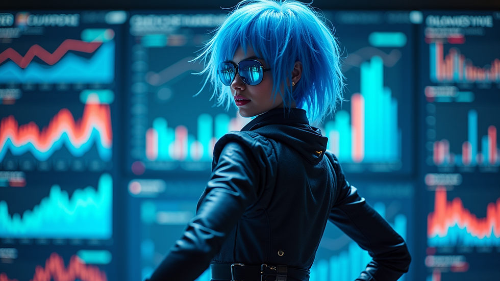 Close-up view of a computer screen displaying website analytics and performance charts