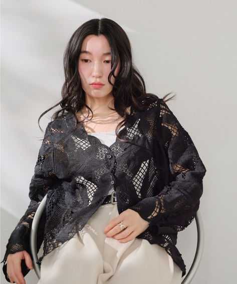 Shelly island　カーディガン黒