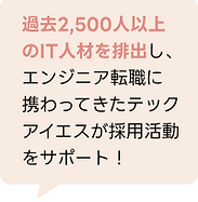 過去2,500人以上のIT人材を排出し、エンジニア転職に携わってきたテックアイエスが採用活動をサポート!