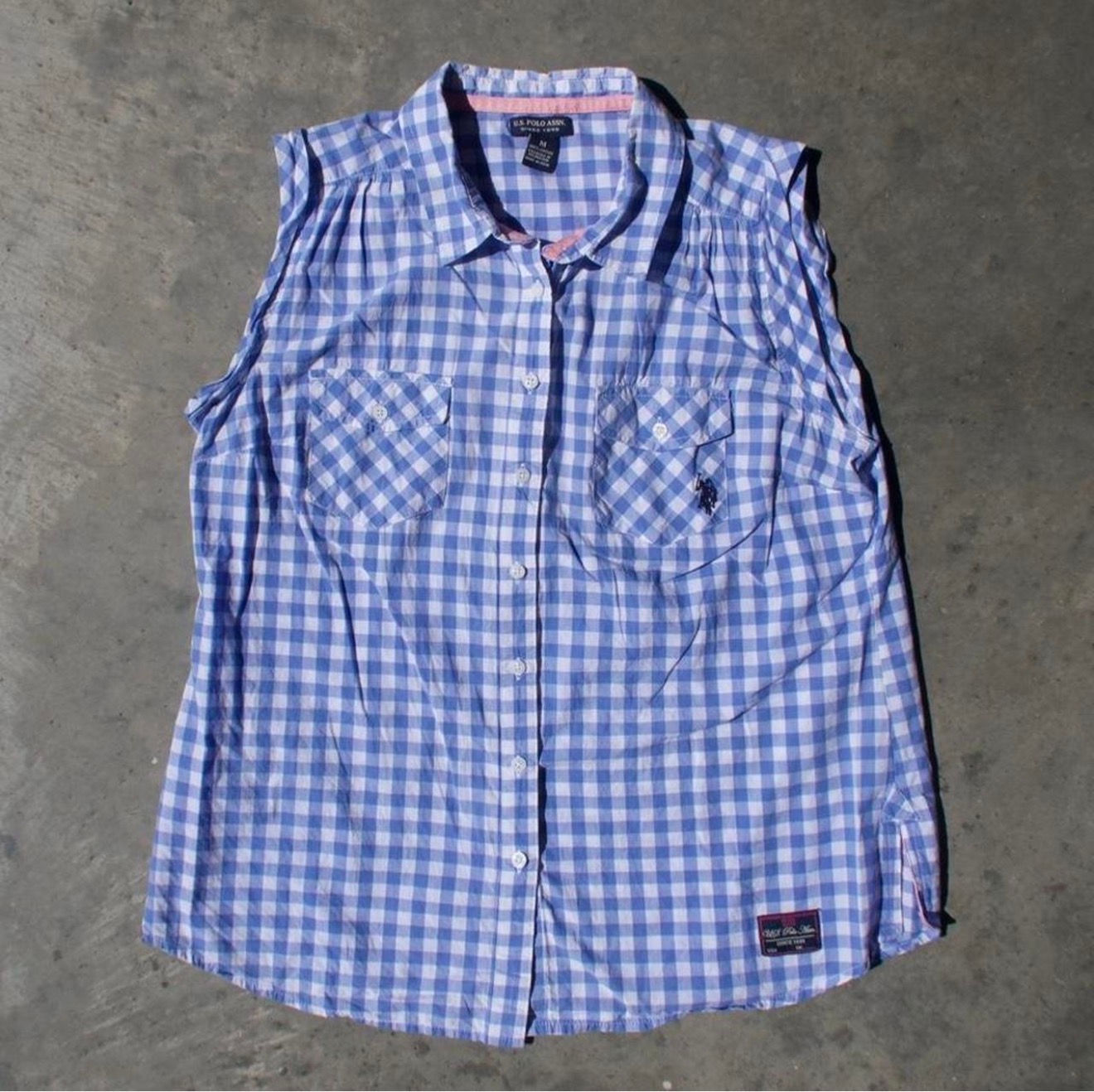 Vintage US Polo Checkered Sleeveless Blouse